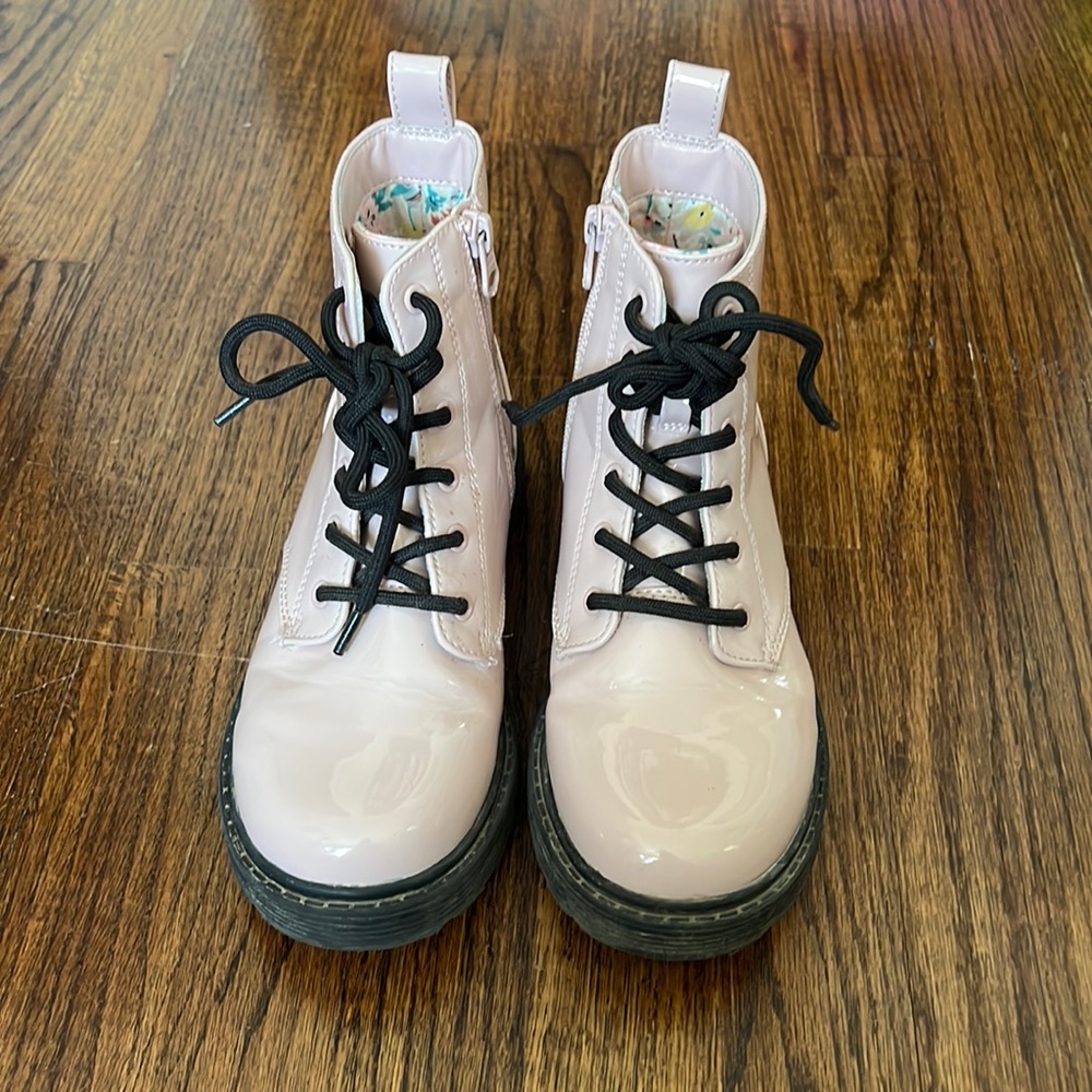 girls pink combat boots